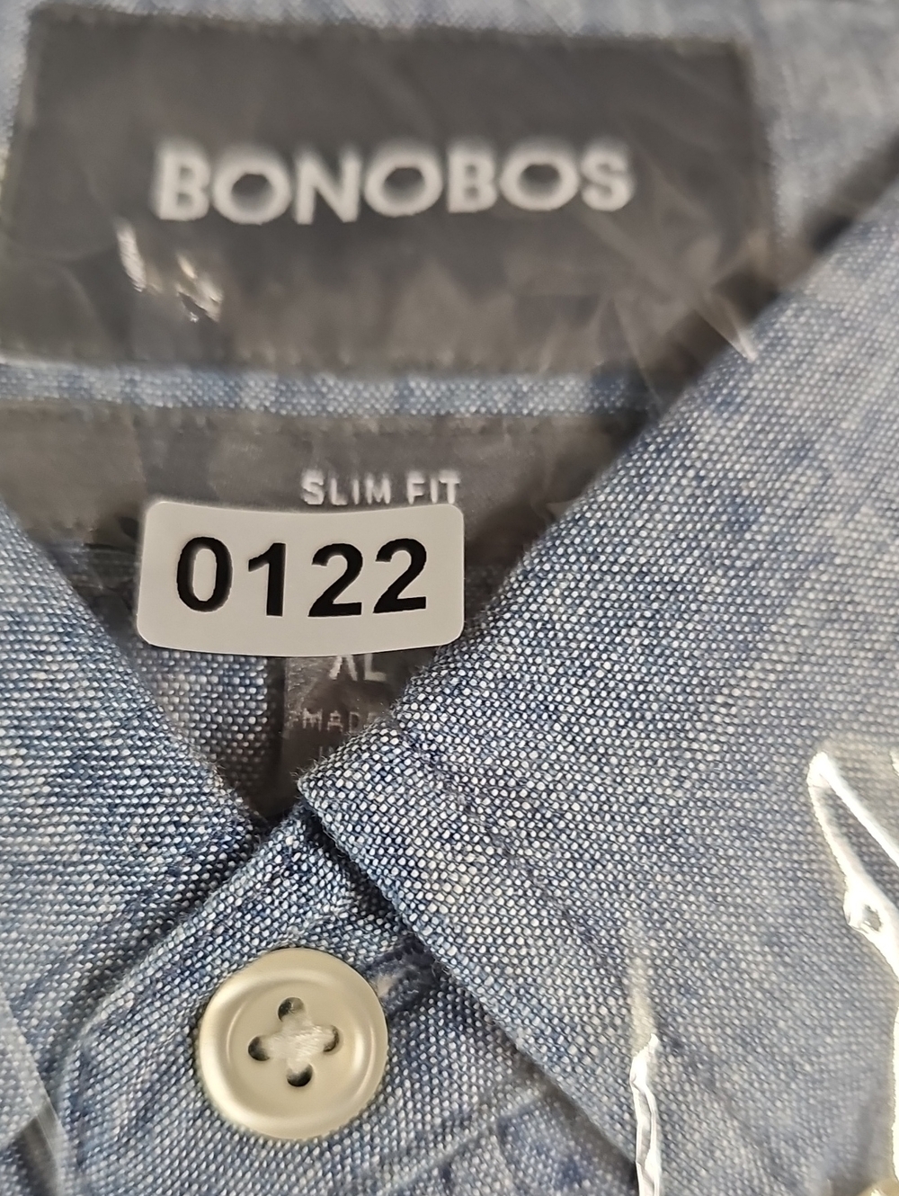 Bonobos - Riviera Slim Fit Print Sport Shirt In Chambray Sardeen -XL - Picture 12 of 12